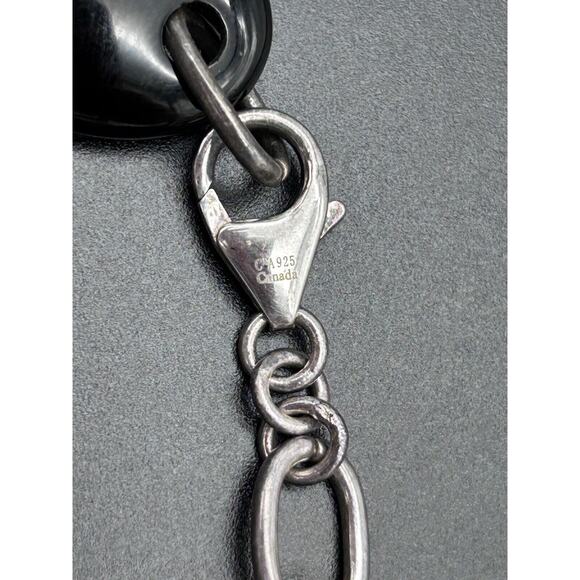 Chateau D’Argent Sterling Silver Onyx Bracelet Chain Link 8” - Picture 4 of 8